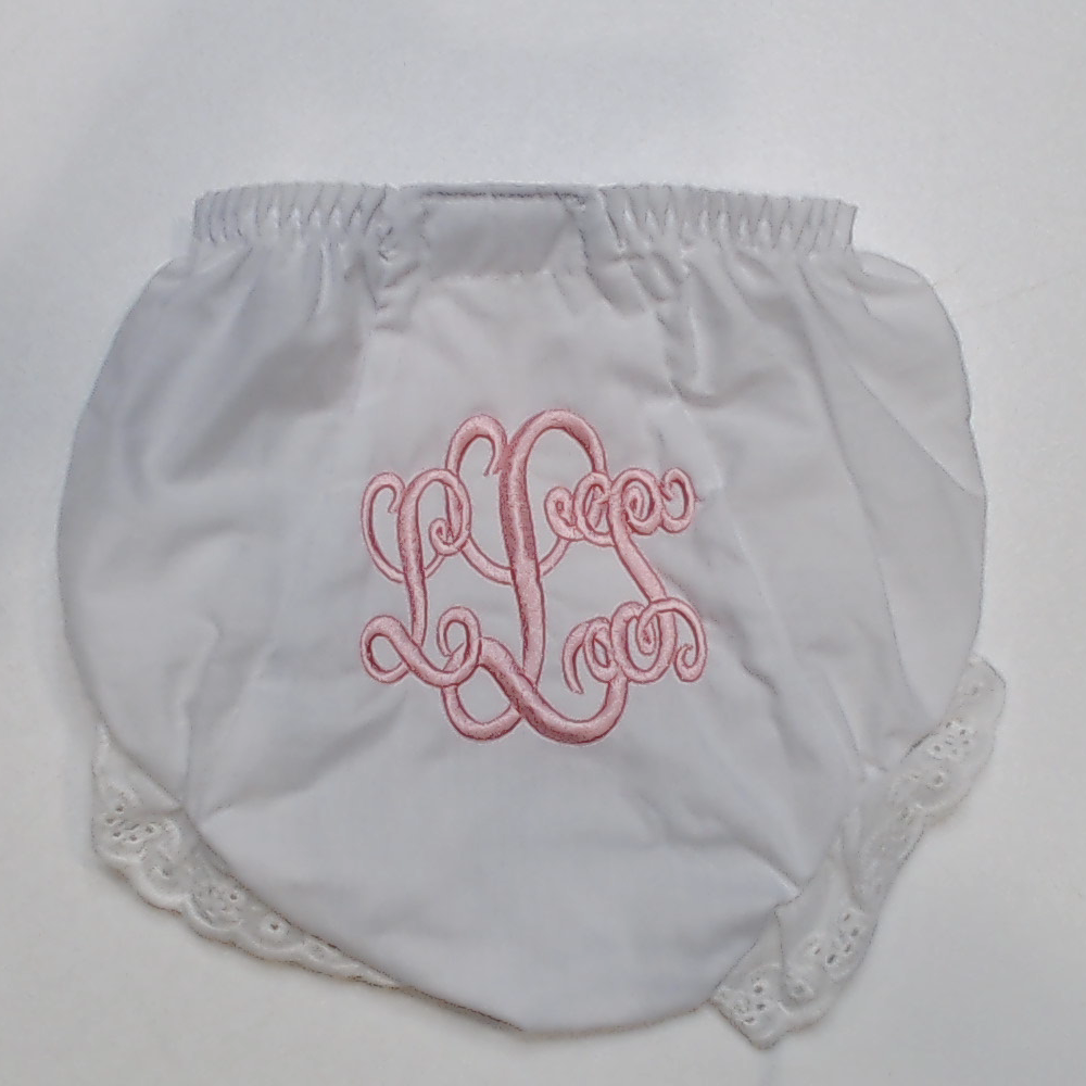 BLOOPER KIDS: Monogrammed White Eyelet Baby Bloomers