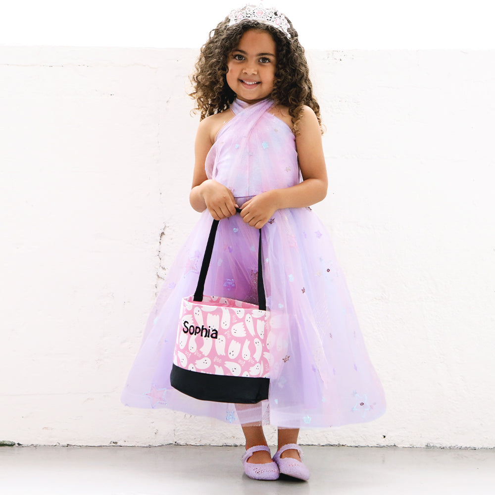 girls pink ghost monogrammed halloween bag