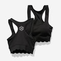 Monogrammed Scalloped Sports Bra in Black