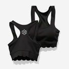 Monogrammed Scalloped Sports Bra | Black