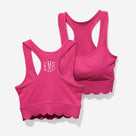 Monogrammed Scalloped Sports Bra | Hot Pink