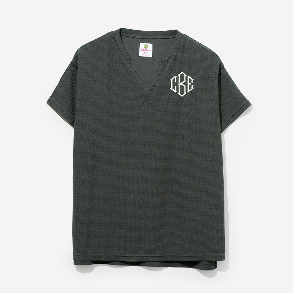 Monogrammed Waffle Shirt in Charcoal