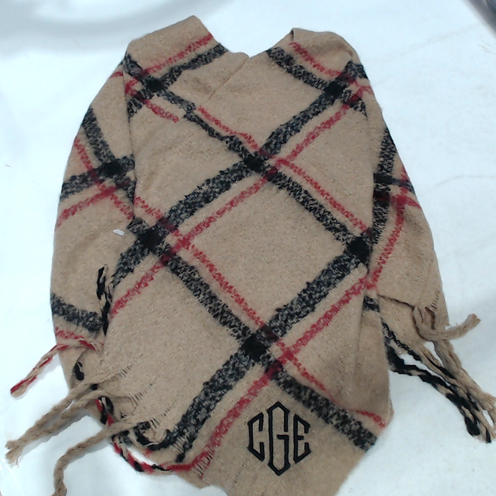 BLOOPER CLOTHING: Monogrammed Plaid Poncho