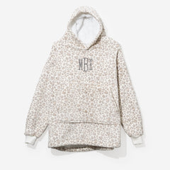 Monogrammed Kids Blanket Hoodie | Snow Leopard