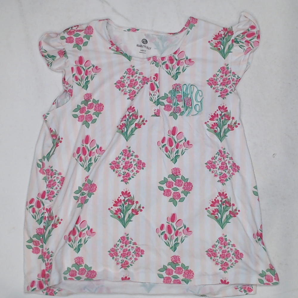 BLOOPER CLOTHING: Monogrammed Ruffle Pajama Top