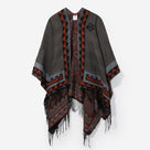 Monogrammed Aztec Poncho | Gray with Aztec
