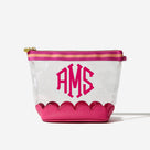 Monogrammed Scalloped Clear Cosmetic Case | Hot Pink