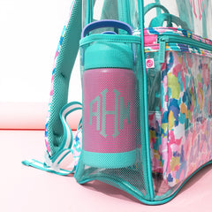 watercolor cheetah clear backpack up close