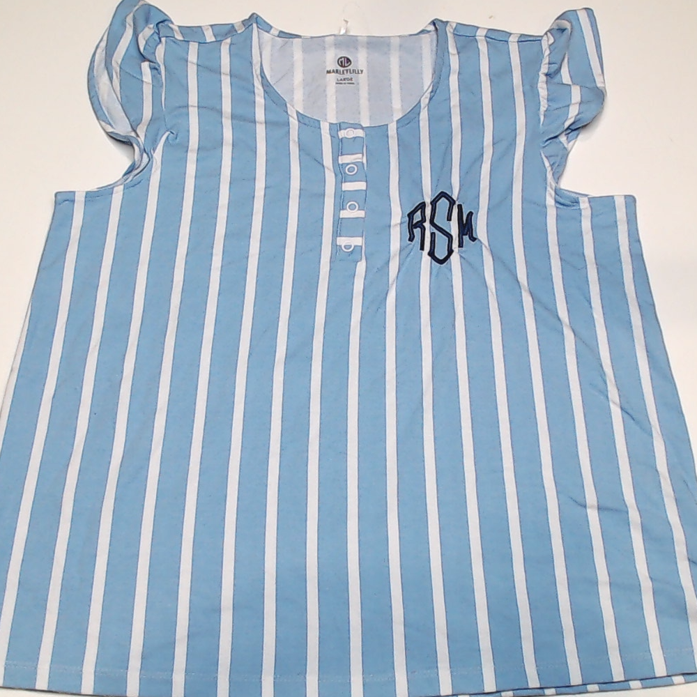 BLOOPER CLOTHING: Monogrammed Ruffle Pajama Shirt