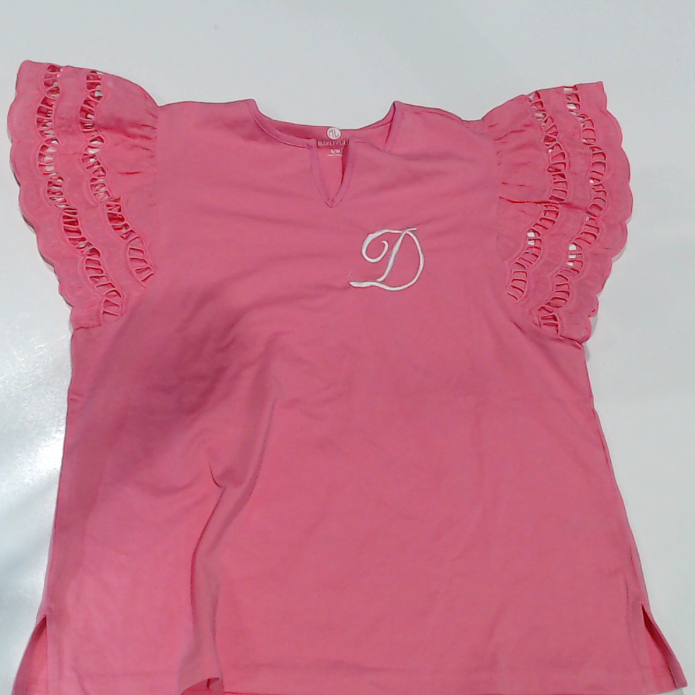 BLOOPER CLOTHING: Monogrammed Flutter Sleeve Top