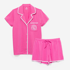 Monogrammed Classic Sleep Set in Hot Pink FA26