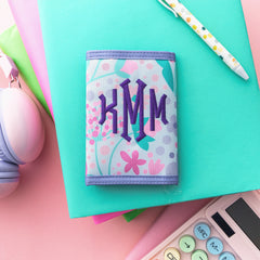Lavender blooms wallet with school supplies
