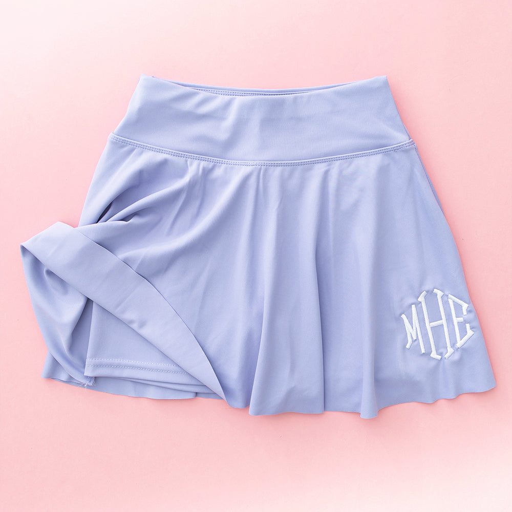 Lavender girls twirl skort flatlay