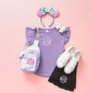 Monogrammed Toddler Flutter Sleeve Top | Lavender