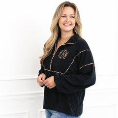 leopard piped pullover sweatshirt on emily