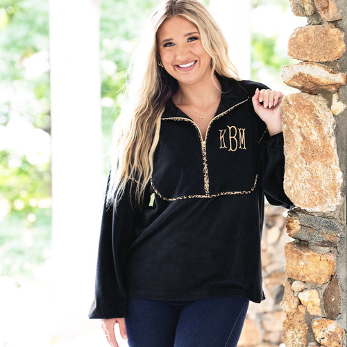 [katie] leopard piped pullover sweatshirt on katie