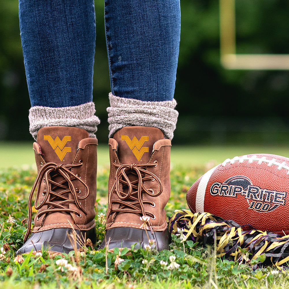 West Virginia duck boots in grass - brown
