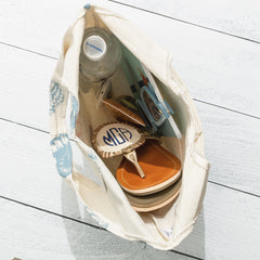 Monogrammed Shell Hobo Tote | Light Blue Shells