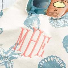 Monogrammed Shell Hobo Tote | Light Blue Shells