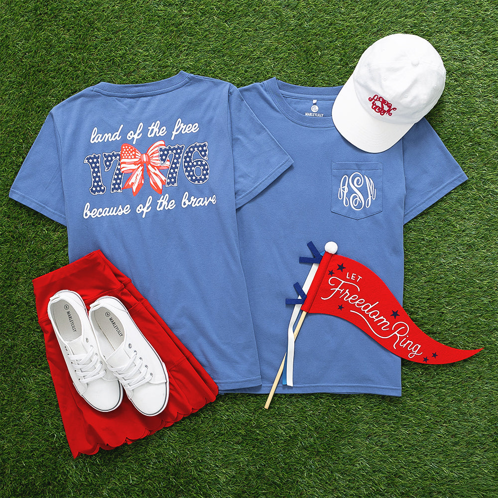 light navy america t-shirt flatlay
