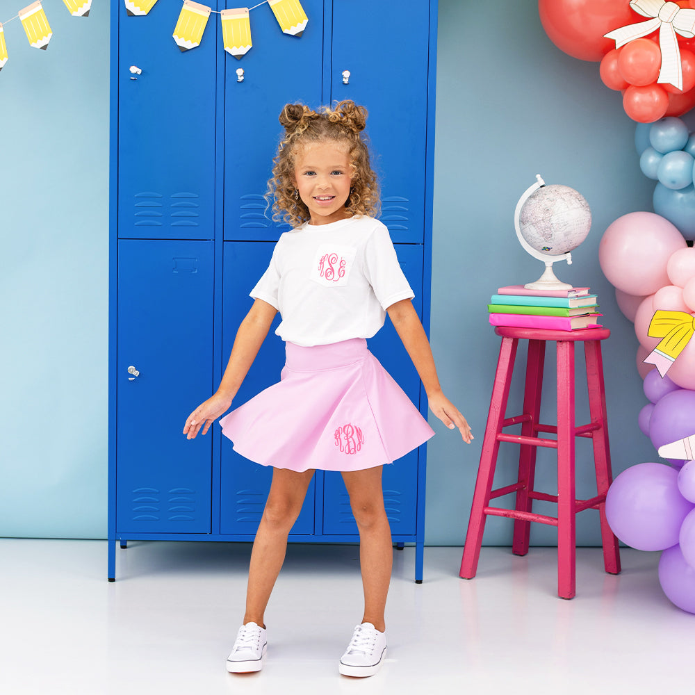 [jaxy] Light pink girls twirl skort with t shirt on jaxi