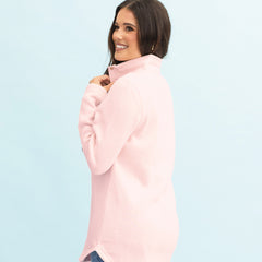 light pink heathered pullover tunic back view