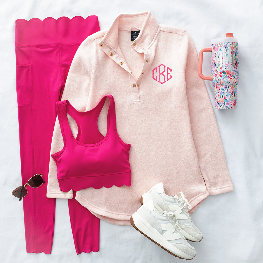 light pink heathered pullover tunic flatlay
