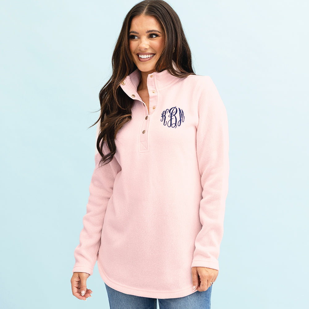 light pink heathered pullover tunic on peyton