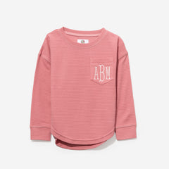 Monogrammed Kids Waffle Shirt in Dusty Rose