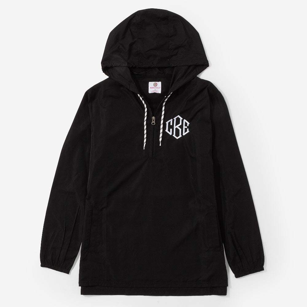 Monogrammed Pullover Windbreaker in black