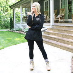 personalized black pullover with leggings
