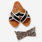 Monogrammed Criss Cross Sandal | Black