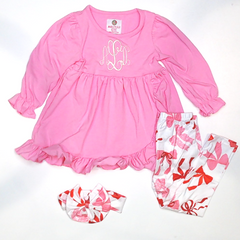 BLOOPER KIDS: Monogrammed Girls Ruffle Tunic Legging Set
