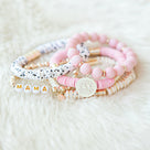 Monogrammed Mama Bracelet Stack | Pink