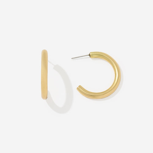 brushed hoop earrings in gold