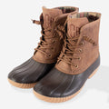 monogrammed duck boots in brown