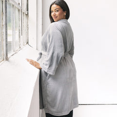 side of full length plush robe