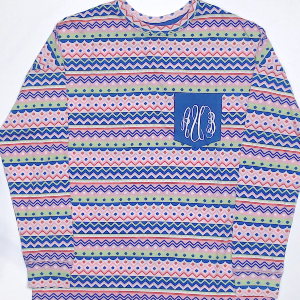 BLOOPER CLOTHING: Monogrammed Patterned Long Sleeve Shirt