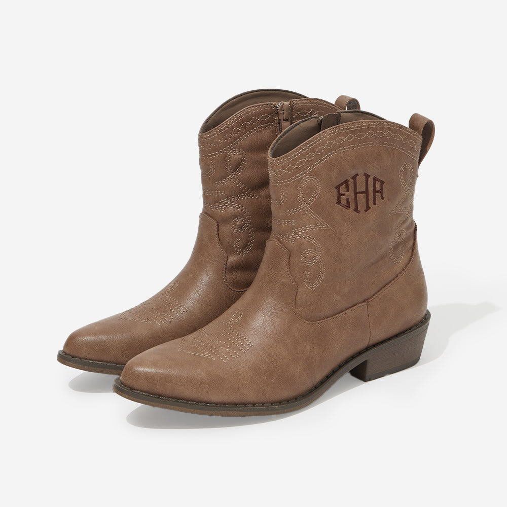 Monogrammed Cowboy Boots in Brown new