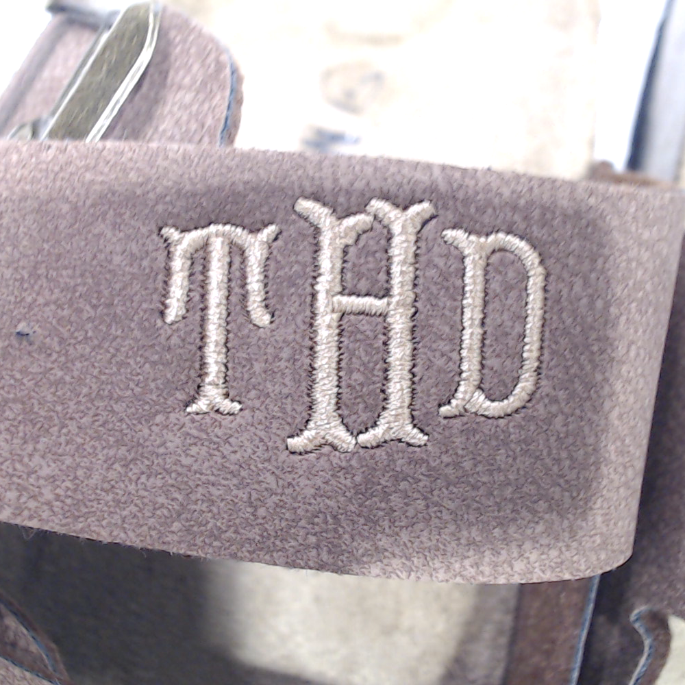 BLOOPER SHOES: Monogrammed Double Strap Sandals