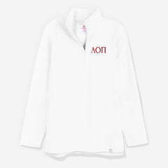 Alpha Omicron Pi Pullover Sweatshirt in White | Sorority Quarter Zip