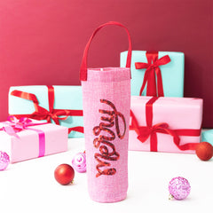 light pink wine gift bag studio shot