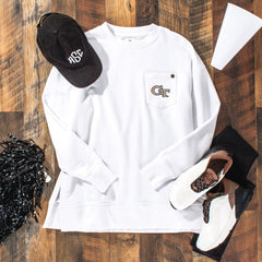 Flatlay of GA Tech Crewneck Sweathirt