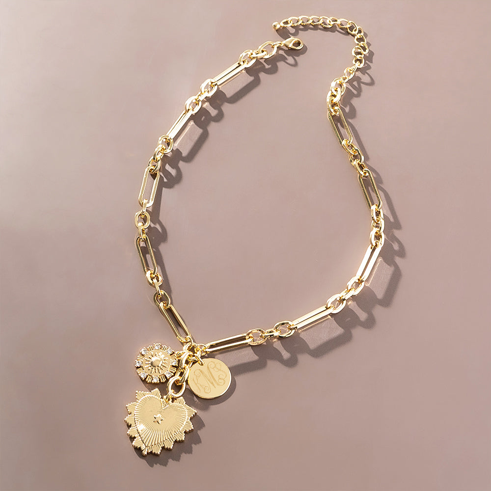 Sun Heart Necklace on brown