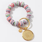 Monogrammed Bracelet Key Ring | Rainbow Stripes