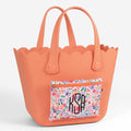 monogrammed waterproof bag in coral floral