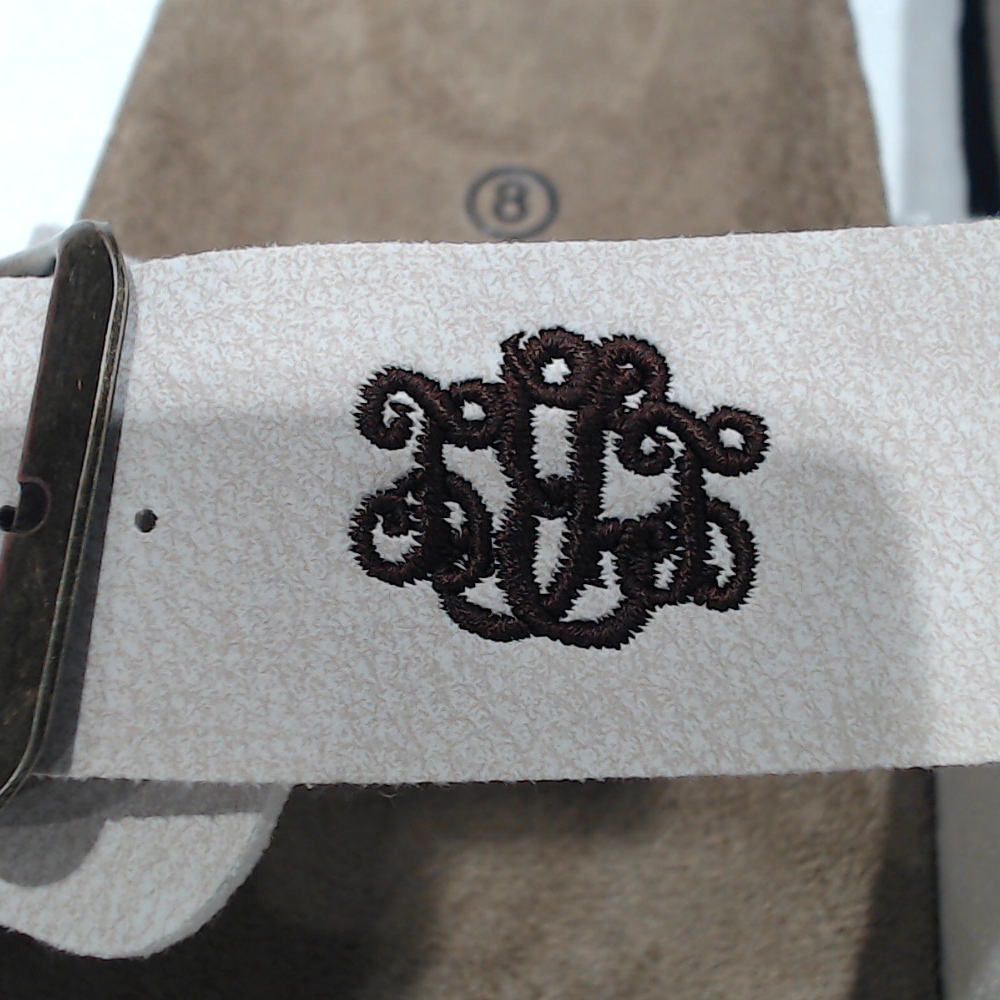 BLOOPER SHOES: Monogrammed Double Strap Sandals