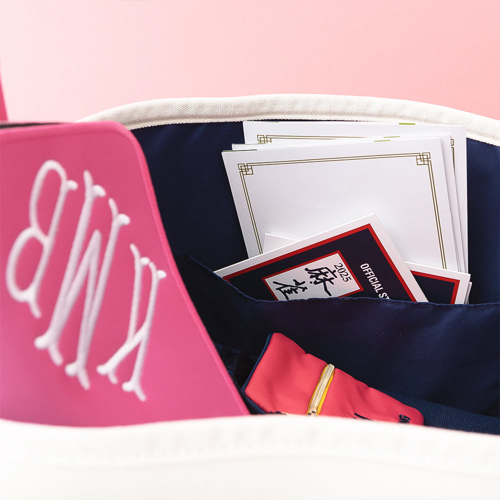 mahjong large canvas tote detail shot inside pocket