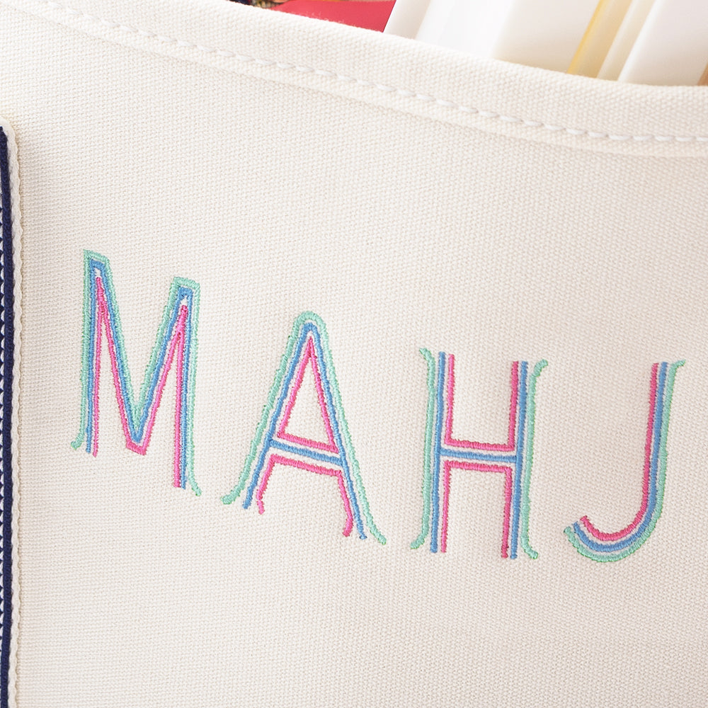 mahjong large canvas tote detail shot