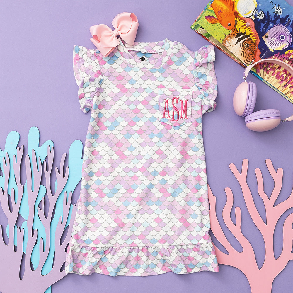 mermaid kids nightgown flatlay